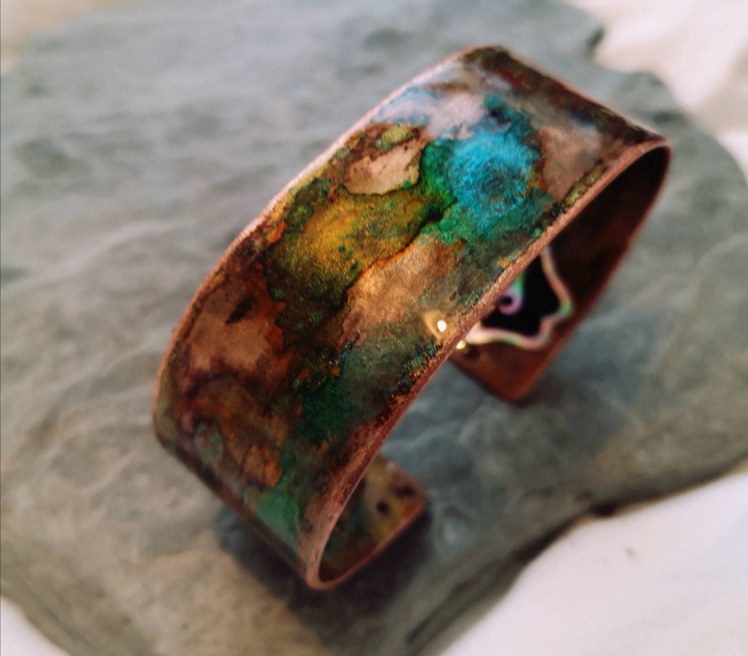 Cuff Bracelet Copper Patina Jewellery Handcrafted 7th Anniversary Gift For Her | FREE UK DELIVERY