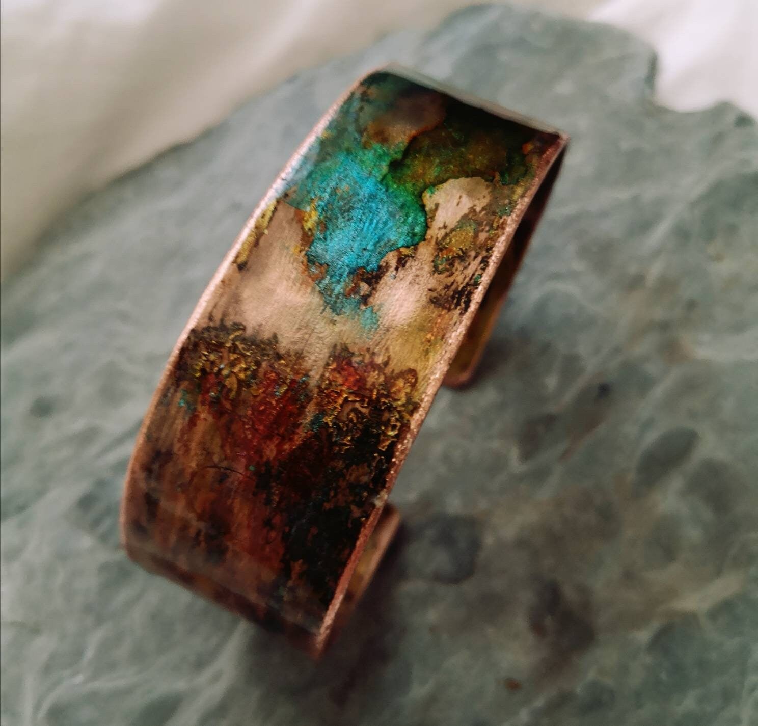 Cuff Bracelet Copper Patina Jewellery Handcrafted 7th Anniversary Gift For Her | FREE UK DELIVERY