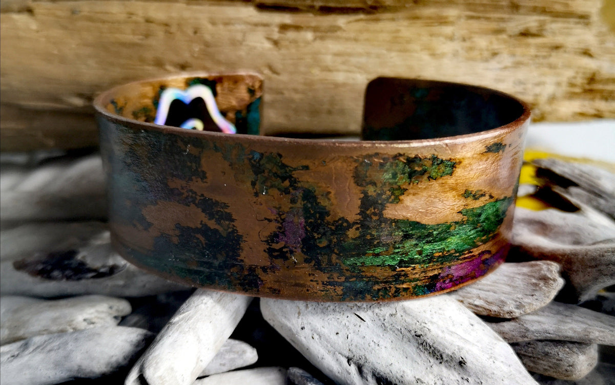Cuff Bracelet Copper Patina Jewellery Handcrafted 7th Anniversary Gift For Her | FREE UK DELIVERY