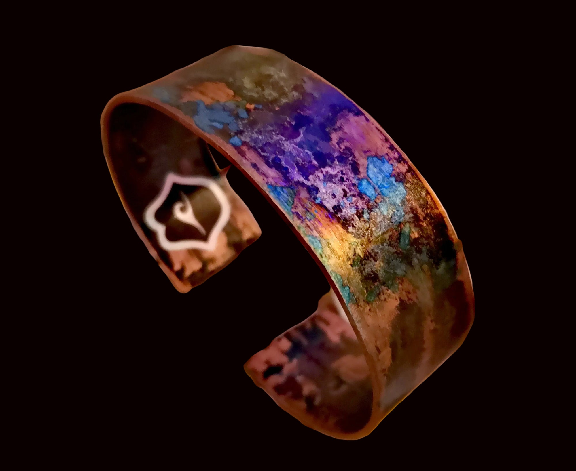 Hand Forged Copper Cuff Bracelet | Verdigris Patina, Cornish Jewellery