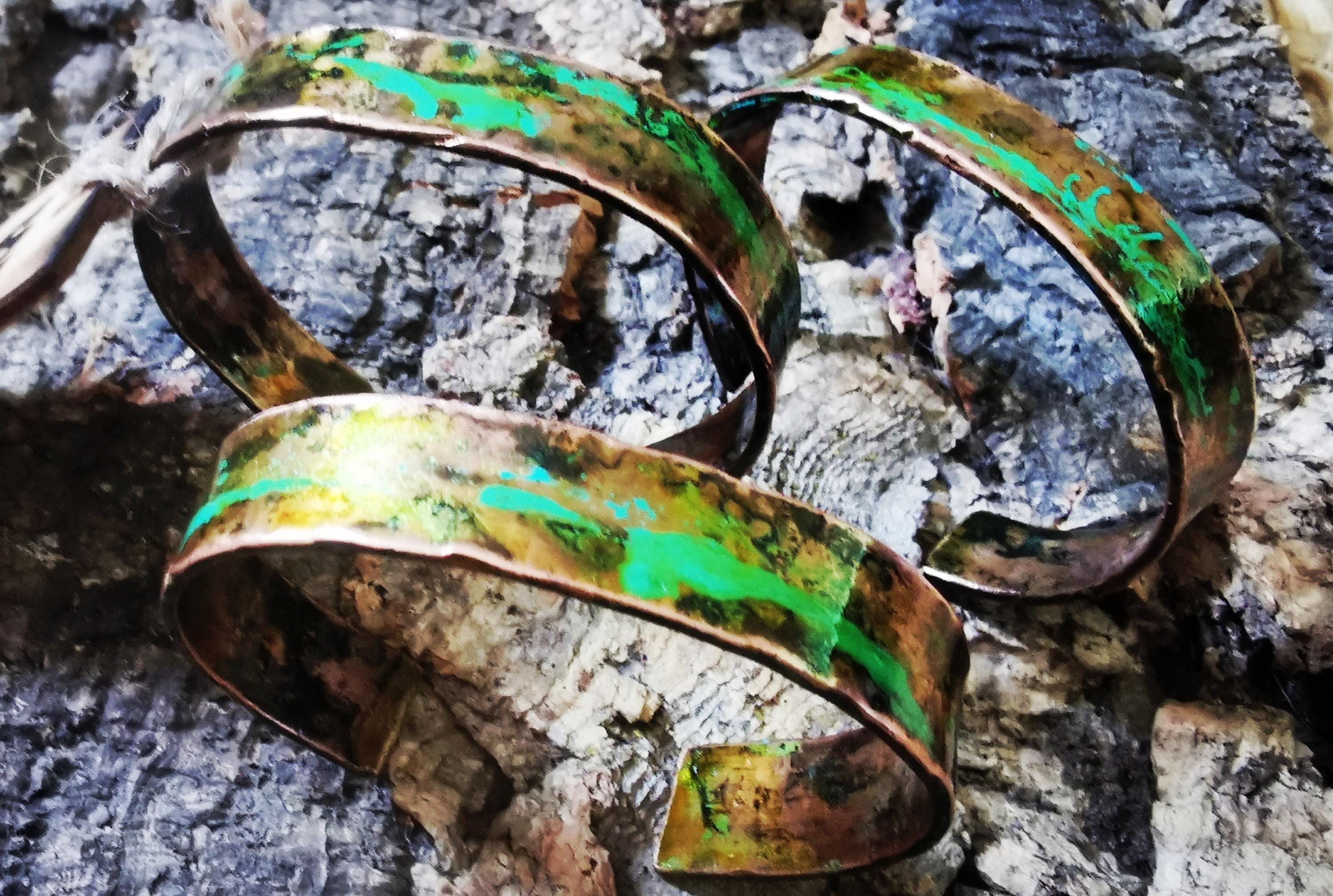 RMS Mulheim Shipwreck Copper Cuff Bracelet: Salvaged Patina Jewelry